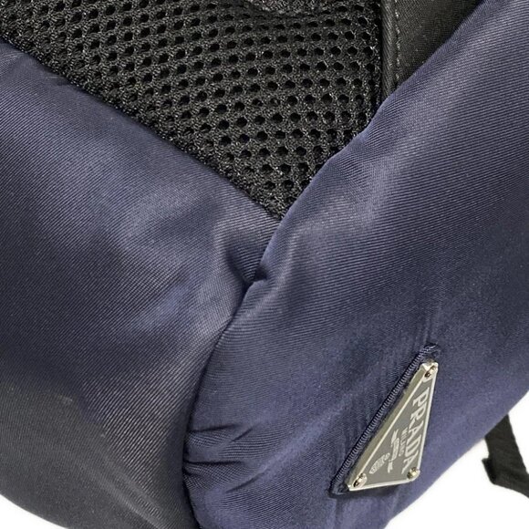 Auth PRADA Navy Black Nylon Backpack - Picture 7 of 14